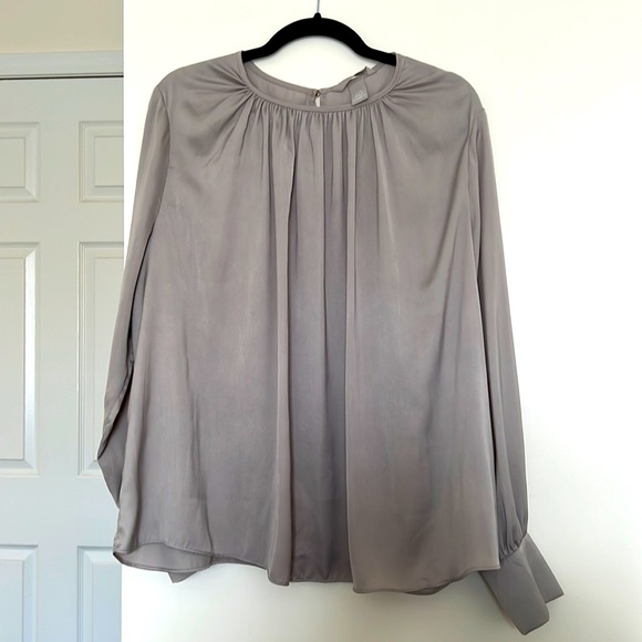 H&M - Dark Khaki Green Satin Blouse - Picture 1 of 3